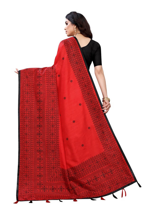 Vamika Red Sana Silk Printed Saree (Nihal Red)
