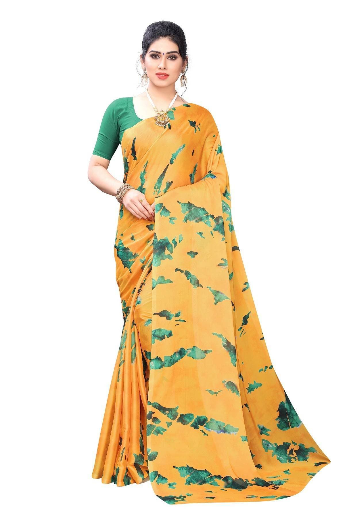 Vamika Yellow Silk Blend Designer Saree