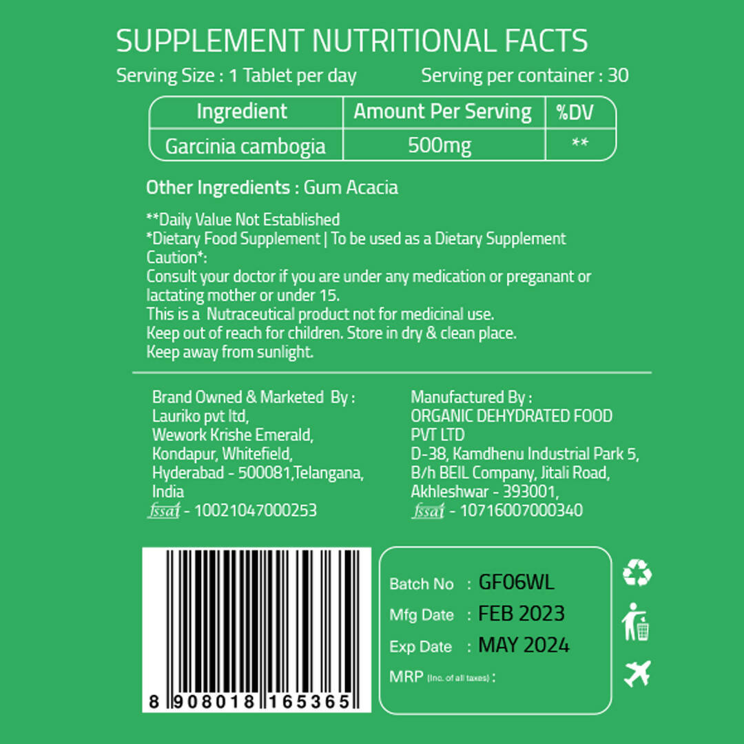 Laurik Garcinia Cambogia Tea Extract Tablets | Supplement Metabolism & Weight - Distacart