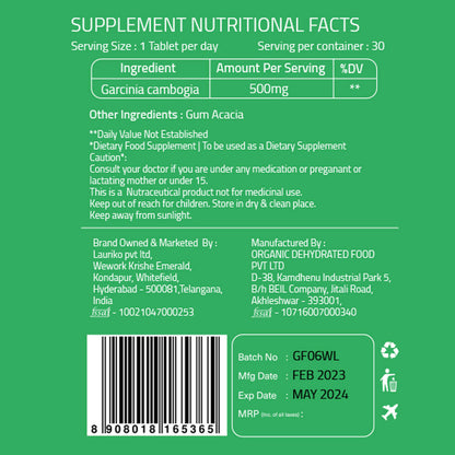 Laurik Garcinia Cambogia Tea Extract Tablets | Supplement Metabolism & Weight - Distacart