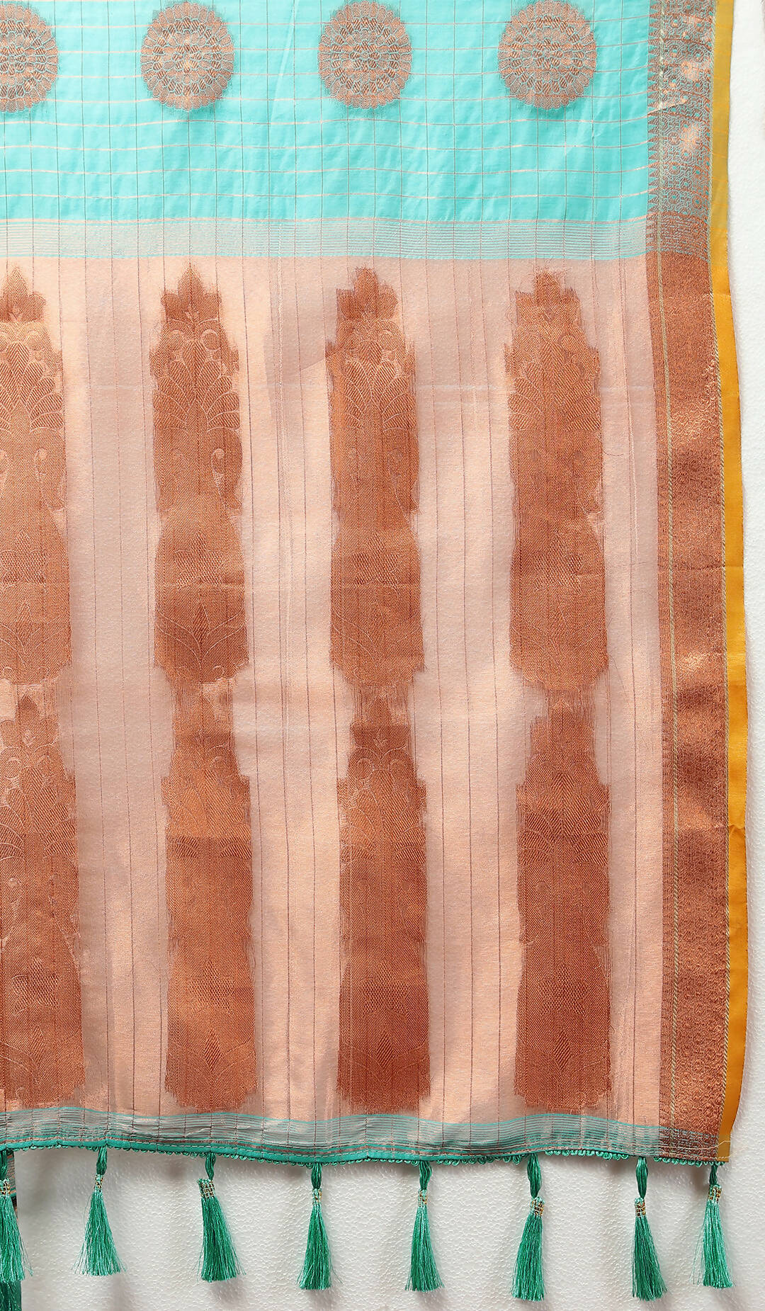 Lorenvalley Fashion Skyblue Cotton with Woven Design Zari Weaving Saree - Distacart