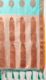 Thumbnail for Lorenvalley Fashion Skyblue Cotton with Woven Design Zari Weaving Saree - Distacart