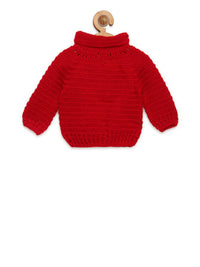 Thumbnail for Chutput Kids Woollen Hand Knitted Jumbo Sweater For Baby Boys - Red - Distacart