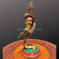 Thumbnail for Brass Antique Krishna Idol - Distacart