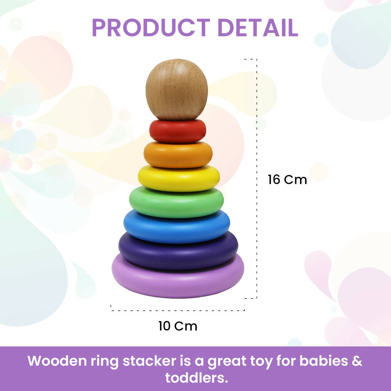Matoyi Rainbow Colored Ring Stacker Toy For Kids - Distacart