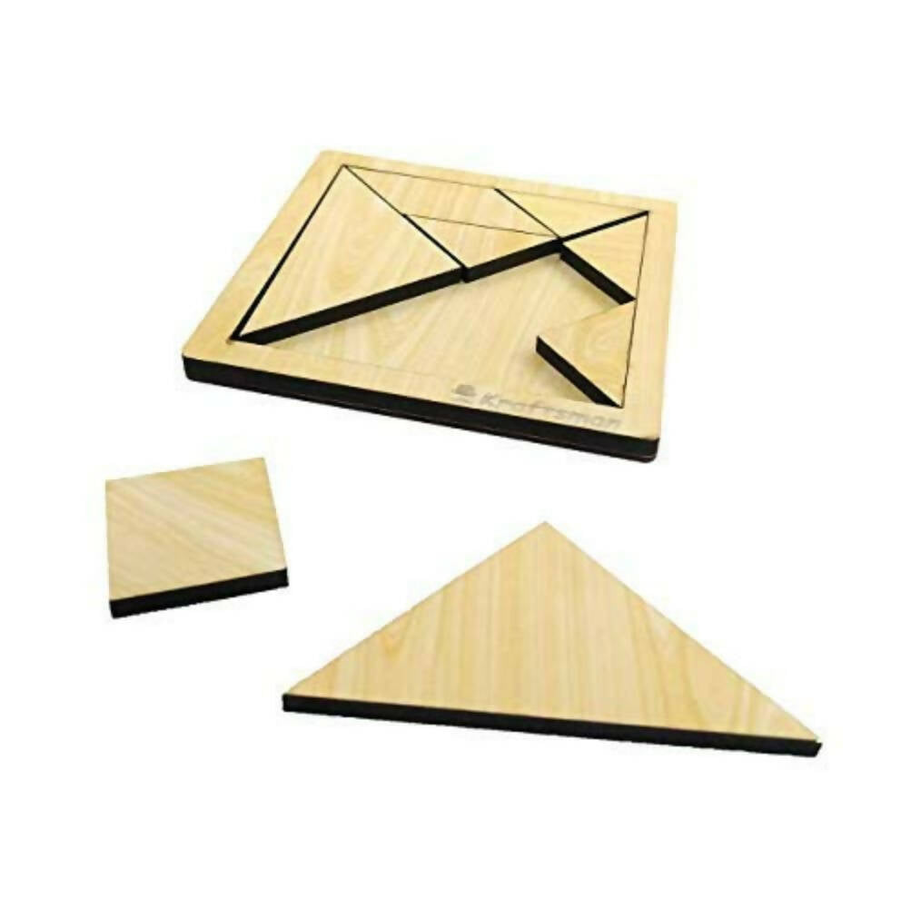 Kraftsman Portable Wooden Tangram Puzzle | 7 Pieces Puzzle Board for Kids and Adults | Travel Pouch Included - Distacart