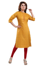 Thumbnail for Snehal Creations Mustard Casual Cotton Printed Ladies Kurti - Distacart