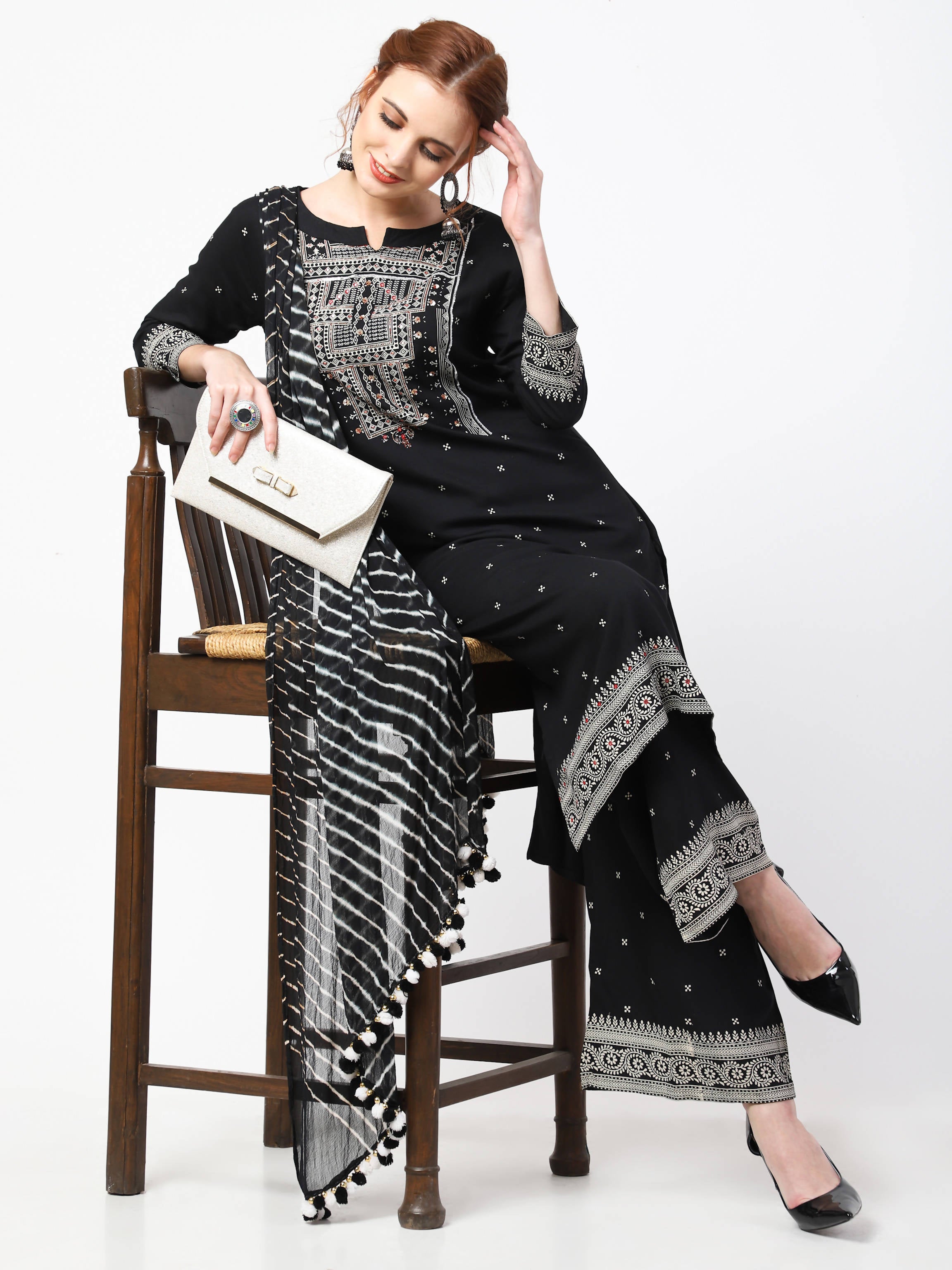 Cheera Kurta Palazzo With Leheria Dupatta set (CH105KPD) - Distacart
