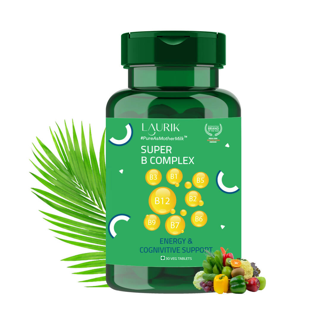 Laurik Vitamin B Complex Tablets With Vegetable B1, B2, B3, B5, B6, B7, B9 & B12 | Hair Growth, Energy & Immunity,Skin - Distacart